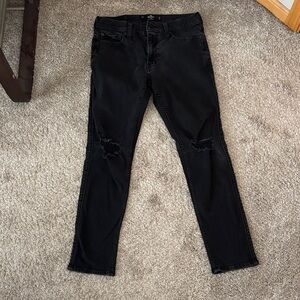 hollister black distressed skinny jeans